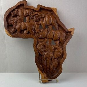 Handcrafted Wooden Africa Animal Wall Art 15”